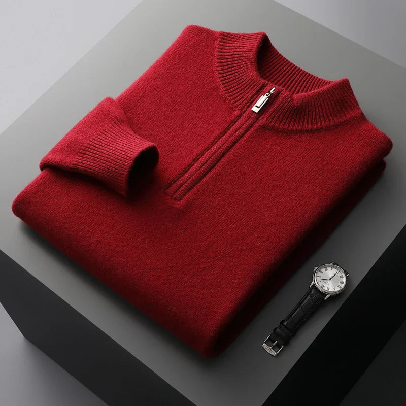 GIO ROSSI - CASHMERE SWEATER WITH HALF-ZIP