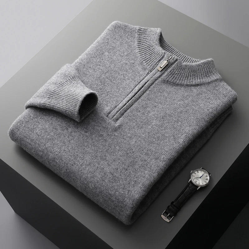 GIO ROSSI - CASHMERE SWEATER WITH HALF-ZIP