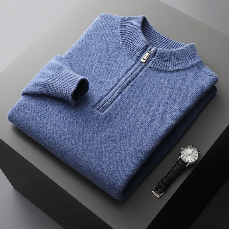 GIO ROSSI - CASHMERE SWEATER WITH HALF-ZIP