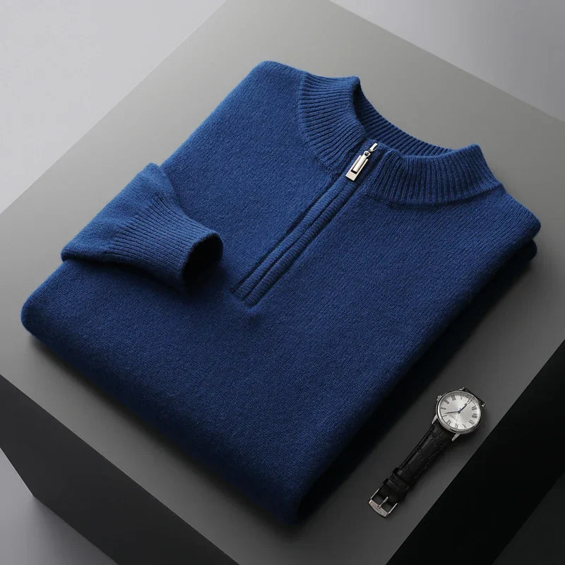 GIO ROSSI - CASHMERE SWEATER WITH HALF-ZIP