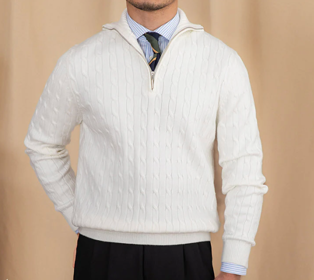 GIO ROSSI - CABLE HALF-ZIP SWEATER