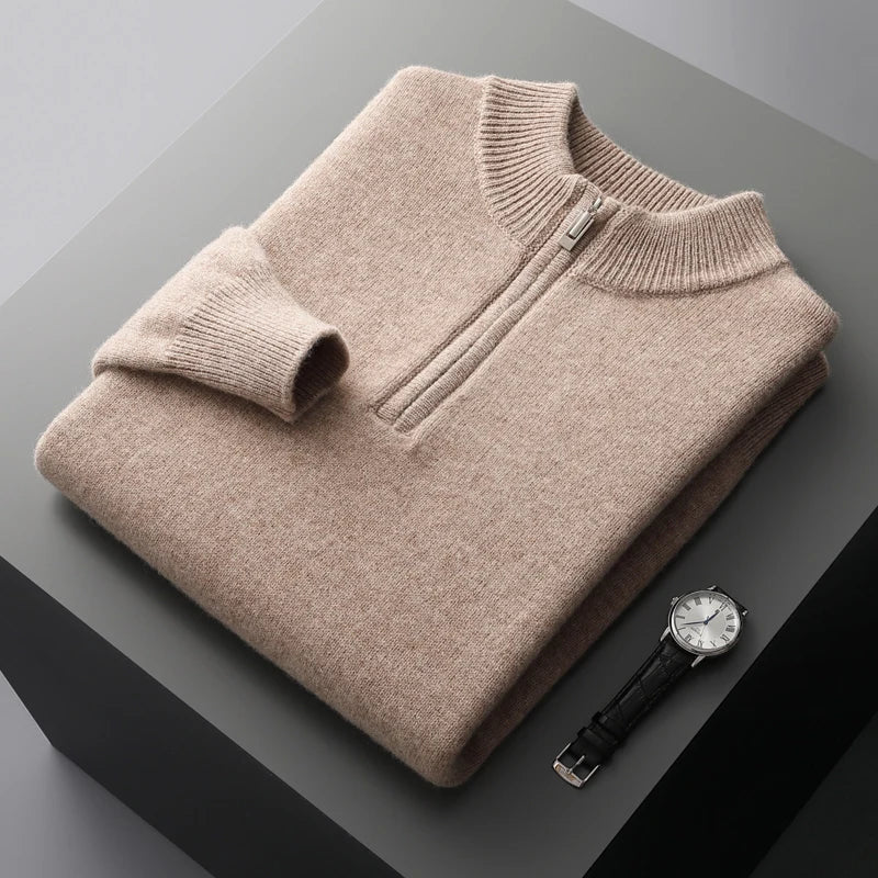 GIO ROSSI - CASHMERE SWEATER WITH HALF-ZIP