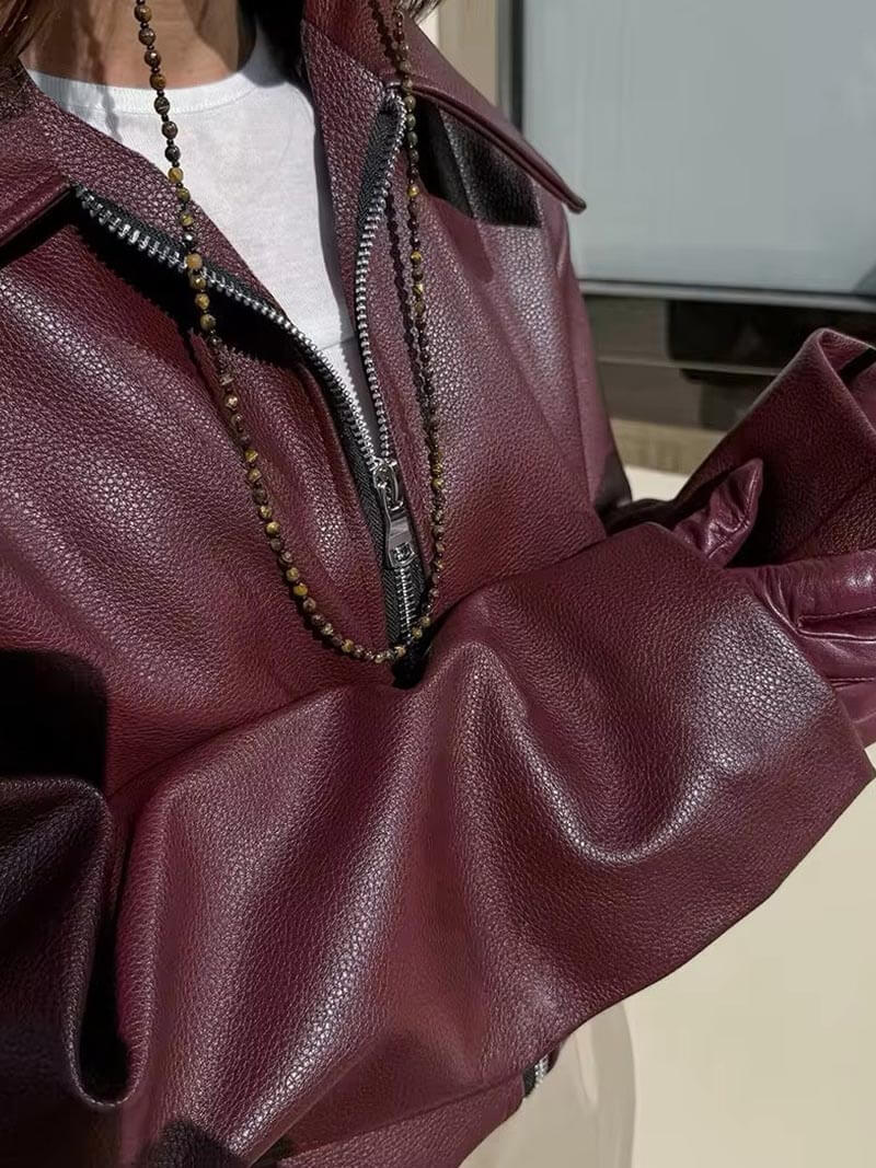 GIO ROSSI - BURGUNDY ZIPPER JACKET