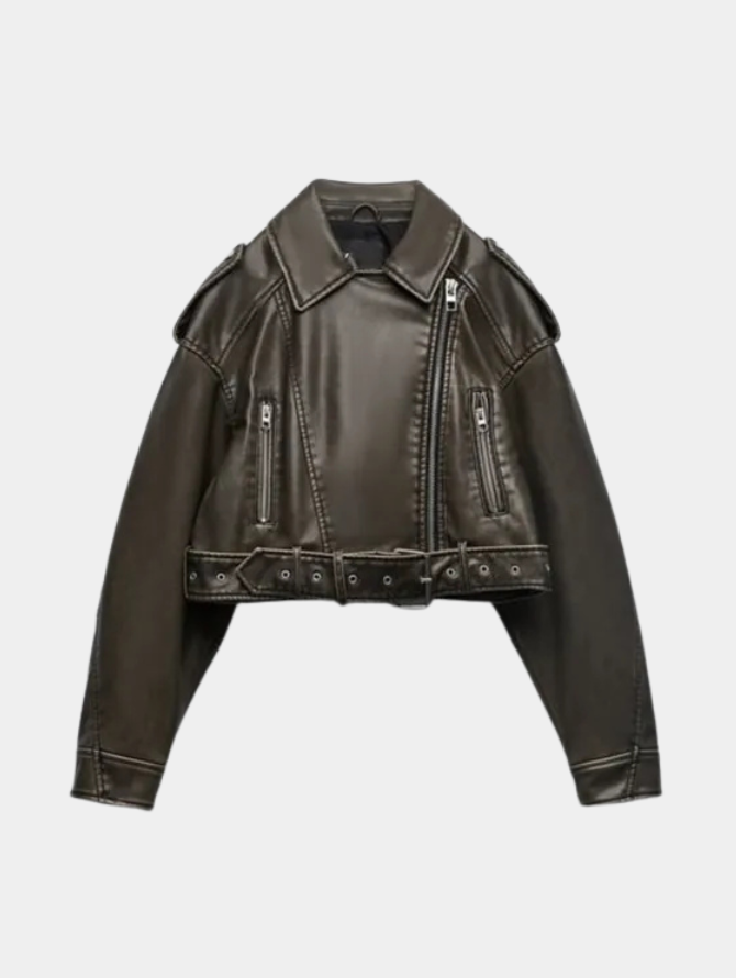 GIO ROSSI – RETRO ZIPPER LEATHER JACKET