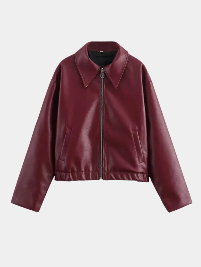 GIO ROSSI - BURGUNDY ZIPPER JACKET