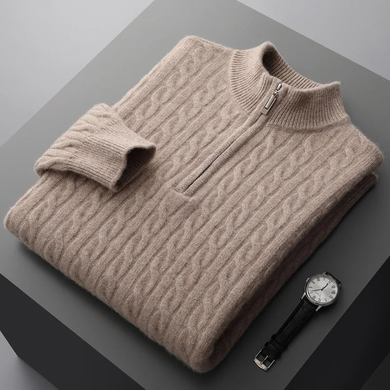 GIO ROSSI - CASHMERE CABLE HALF-ZIP