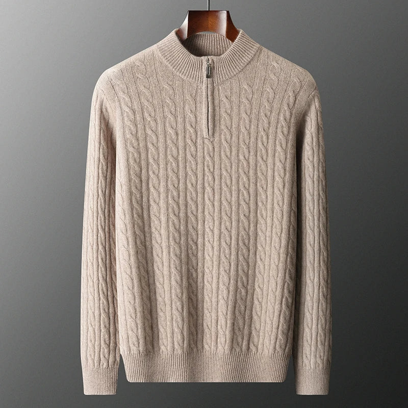 GIO ROSSI - CASHMERE CABLE HALF-ZIP