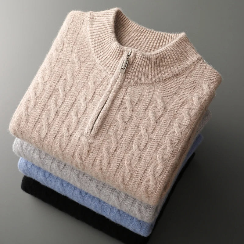 GIO ROSSI - CASHMERE CABLE HALF-ZIP