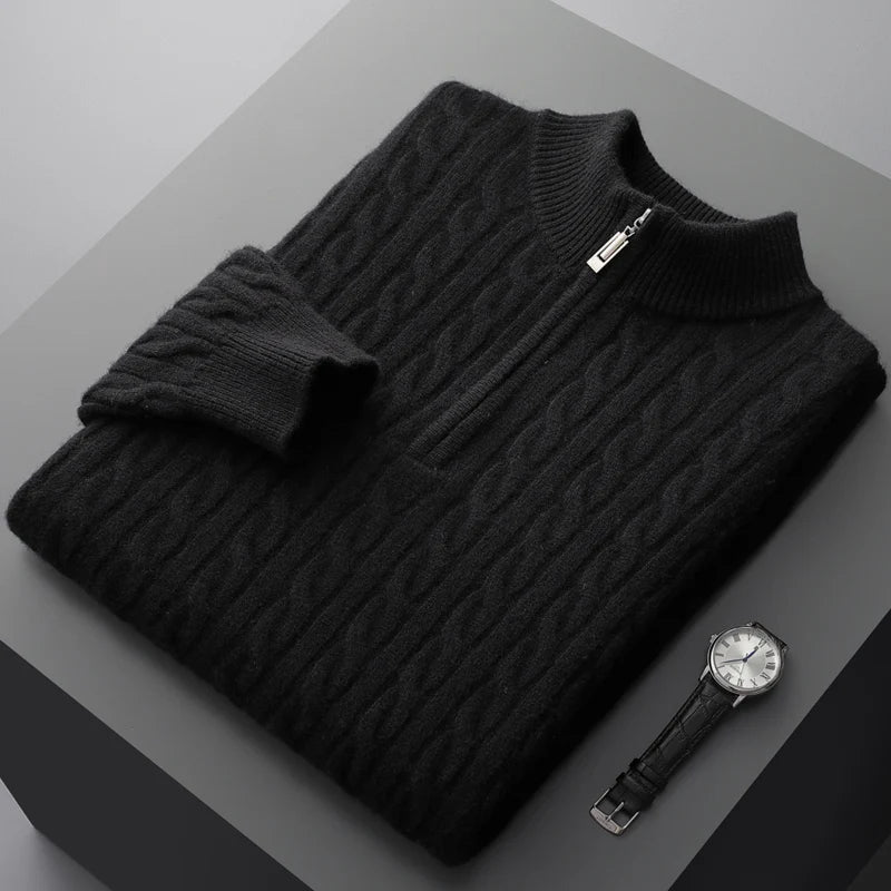 GIO ROSSI - CASHMERE CABLE HALF-ZIP