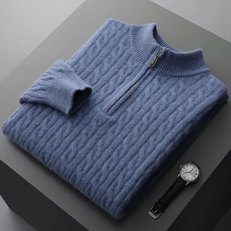 GIO ROSSI - CASHMERE CABLE HALF-ZIP