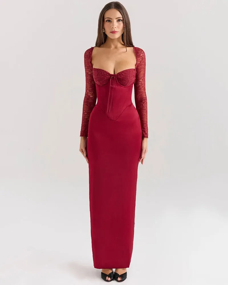 GIO ROSSI - ELEGENT DRESS WITH LONG SLEEVES AND SQUARE NECK